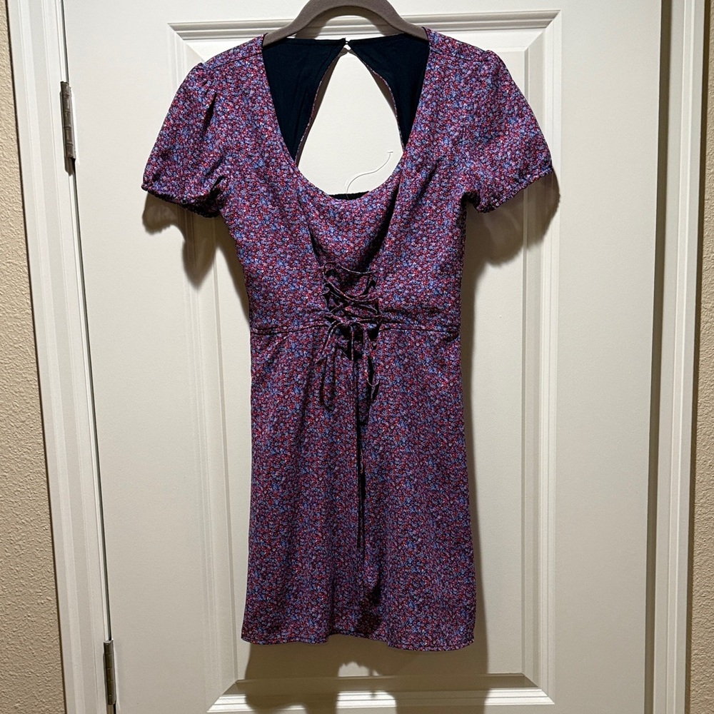 Abercrombie & Fitch Purple Ditsy Floral Backless Corset Dress size XS - Picture 2 of 16